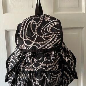 LeSportSac Voyager Backpack Black and White Beaded Pattern Backpack